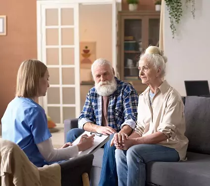 seniors meeting with a caregiver
