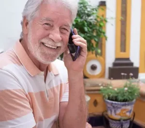 senior man on phone